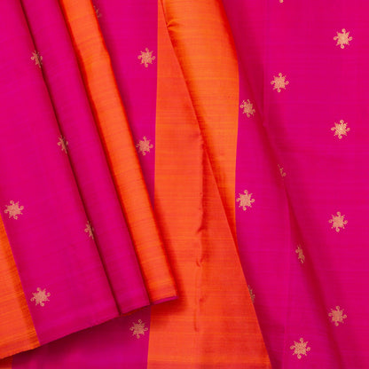 Borderless Pink And Orange Kanchipuram Silk Saree For Wedding Wear PV NYC 1288 - Silk Sari - Panjavarnam PV NYC 1288