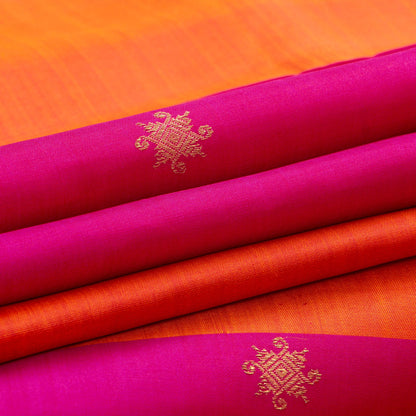 Borderless Pink And Orange Kanchipuram Silk Saree For Wedding Wear PV NYC 1288 - Silk Sari - Panjavarnam PV NYC 1288