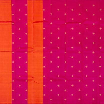 Borderless Pink And Orange Kanchipuram Silk Saree For Wedding Wear PV NYC 1288 - Silk Sari - Panjavarnam PV NYC 1288