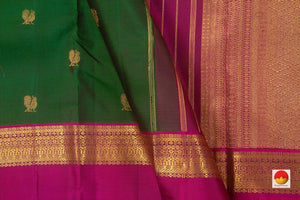 Bottle Green And Magenta Kanchipuram Silk Saree Handwoven Pure Silk Pure Zari For Festive Wear PV NYC 861 - Silk Sari - Panjavarnam PV NYC 861