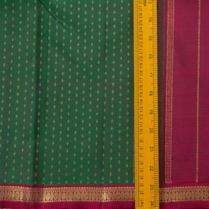 Bottle Green And Magenta Kanjivaram Silk Saree With Short Border For Festive Wear PV NYC 1176 - Silk Sari - Panjavarnam PV NYC 1176