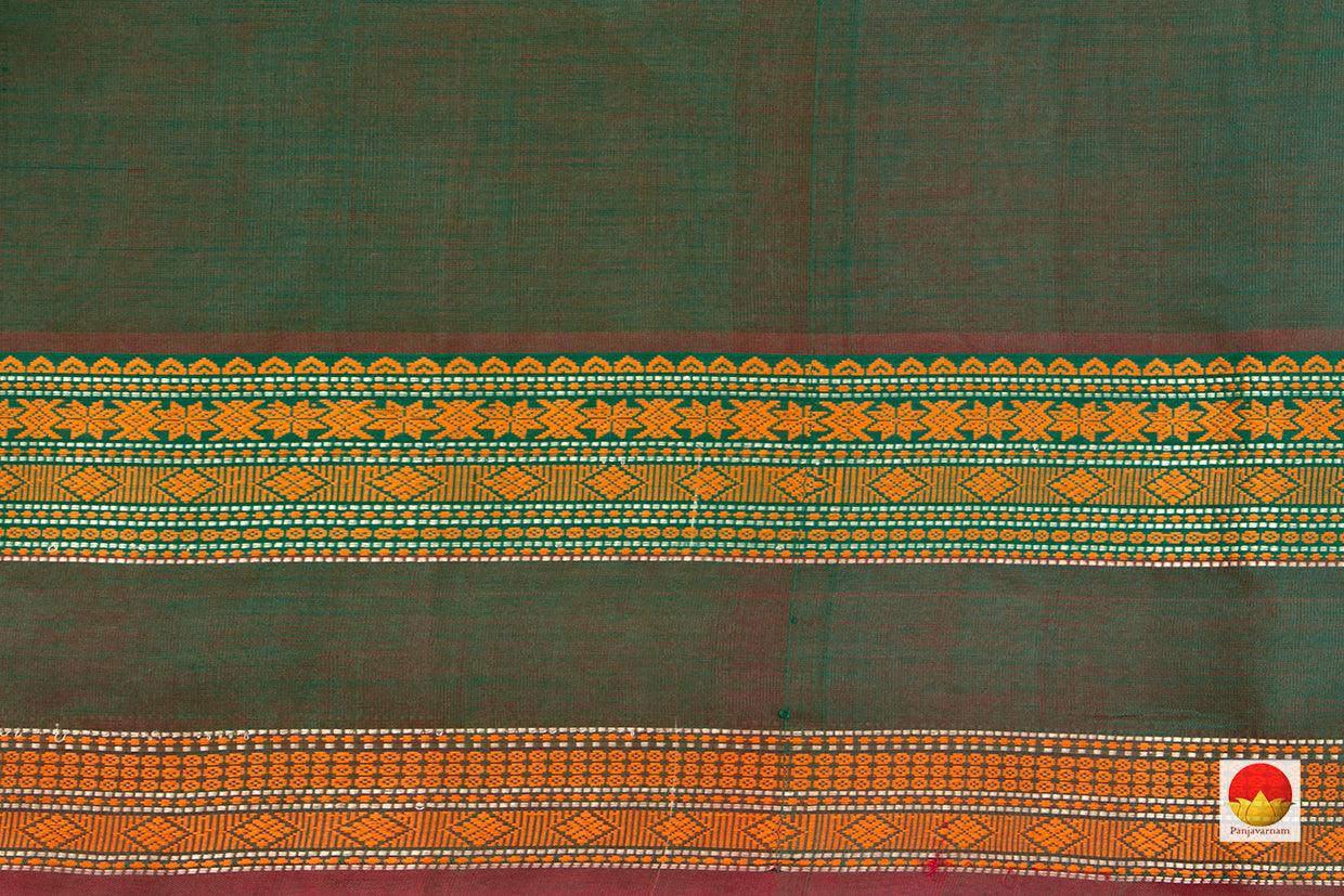 Bottle Green Kanchi Silk Cotton Saree With Silk Thread Work Handwoven For Office Wear PV KSC 1204 - Silk Cotton - Panjavarnam