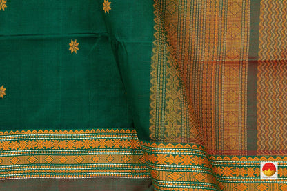 Bottle Green Kanchi Silk Cotton Saree With Silk Thread Work Handwoven For Office Wear PV KSC 1204 - Silk Cotton - Panjavarnam PV KSC 1204