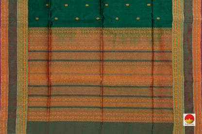 Bottle Green Kanchi Silk Cotton Saree With Silk Thread Work Handwoven For Office Wear PV KSC 1204 - Silk Cotton - Panjavarnam PV KSC 1204