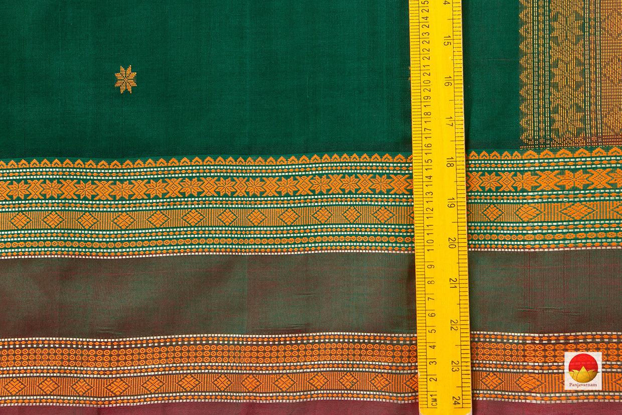 Bottle Green Kanchi Silk Cotton Saree With Silk Thread Work Handwoven For Office Wear PV KSC 1204 - Silk Cotton - Panjavarnam PV KSC 1204