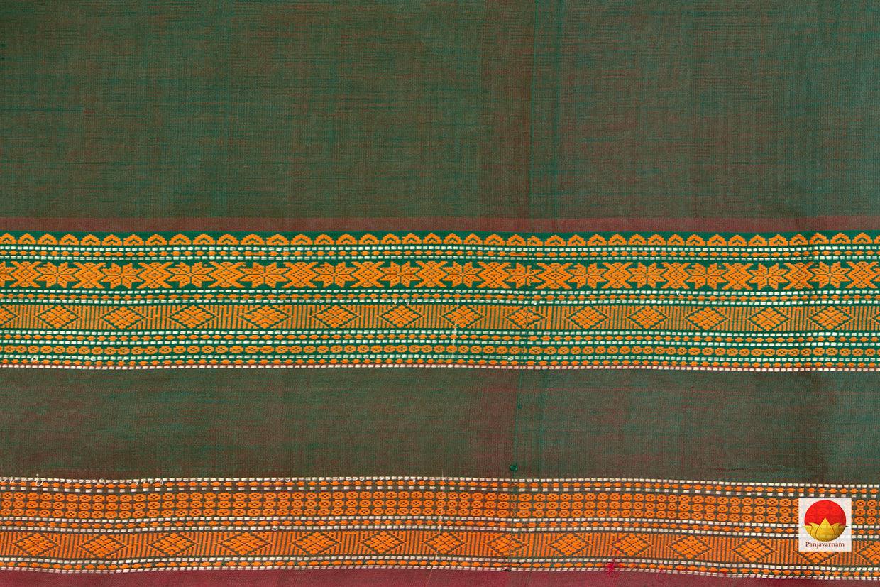 Bottle Green Kanchi Silk Cotton Saree With Silk Thread Work Handwoven For Office Wear PV KSC 1204 - Silk Cotton - Panjavarnam PV KSC 1204