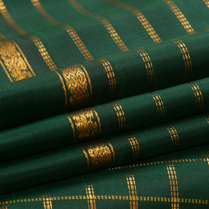 Bottle Green Kanchipuram Silk Saree With Contrast Blouse For Wedding Wear PV NYC 1292 - Silk Sari - Panjavarnam PV NYC 1292