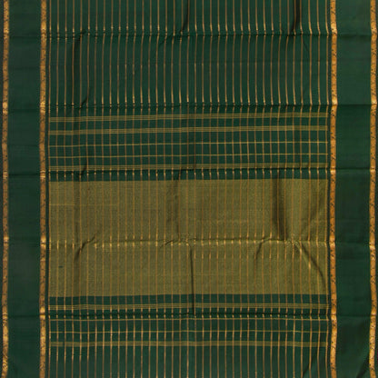 Bottle Green Kanchipuram Silk Saree With Contrast Blouse For Wedding Wear PV NYC 1292 - Silk Sari - Panjavarnam PV NYC 1292