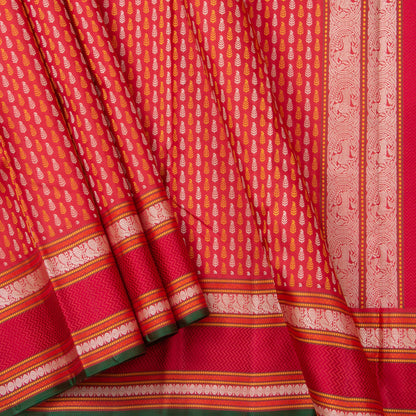 Brick Red Kanchipuram Silk Saree Without Zari For Office Wear PV NYC 1227 - Silk Sari - Panjavarnam PV NYC 1227