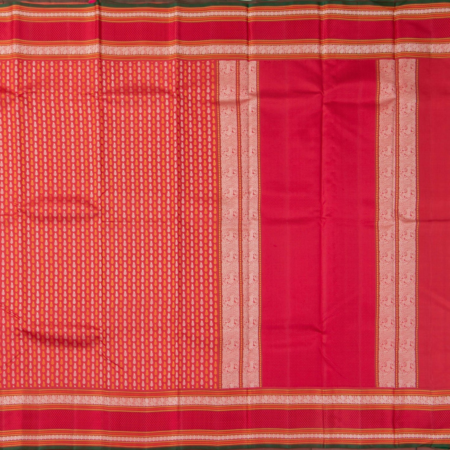 Brick Red Kanchipuram Silk Saree Without Zari For Office Wear PV NYC 1227 - Silk Sari - Panjavarnam PV NYC 1227