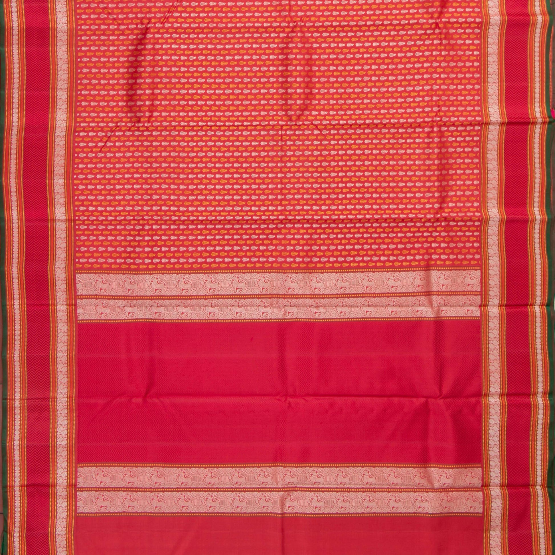 Brick Red Kanchipuram Silk Saree Without Zari For Office Wear PV NYC 1227 - Silk Sari - Panjavarnam PV NYC 1227