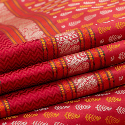 Brick Red Kanchipuram Silk Saree Without Zari For Office Wear PV NYC 1227 - Silk Sari - Panjavarnam PV NYC 1227