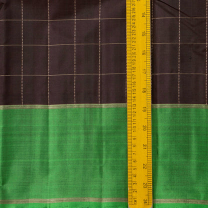 Brown And Green Light Weight Kanchipuram Silk Saree For Festive Wear PV 2043 - Silk Sari - Panjavarnam PV 2043