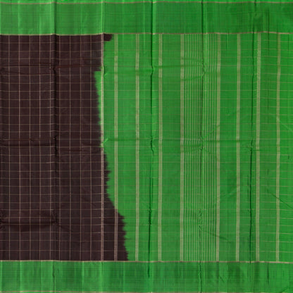 Brown And Green Light Weight Kanchipuram Silk Saree For Festive Wear PV 2043 - Silk Sari - Panjavarnam PV 2043