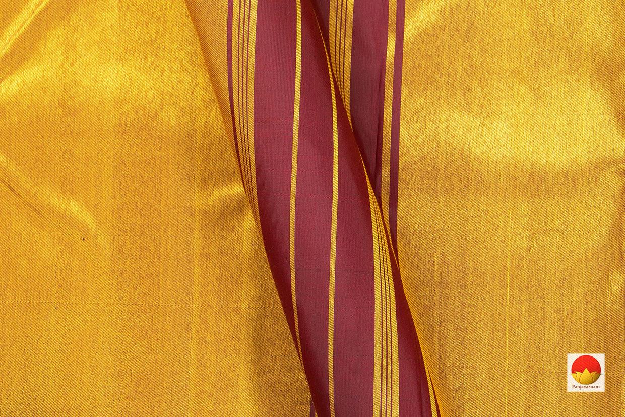 Brown And Maroon Kanchipuram Silk Saree With Rising Border Handwoven Pure Silk For Wedding Wear PV NYC 1000 - Silk Sari - Panjavarnam