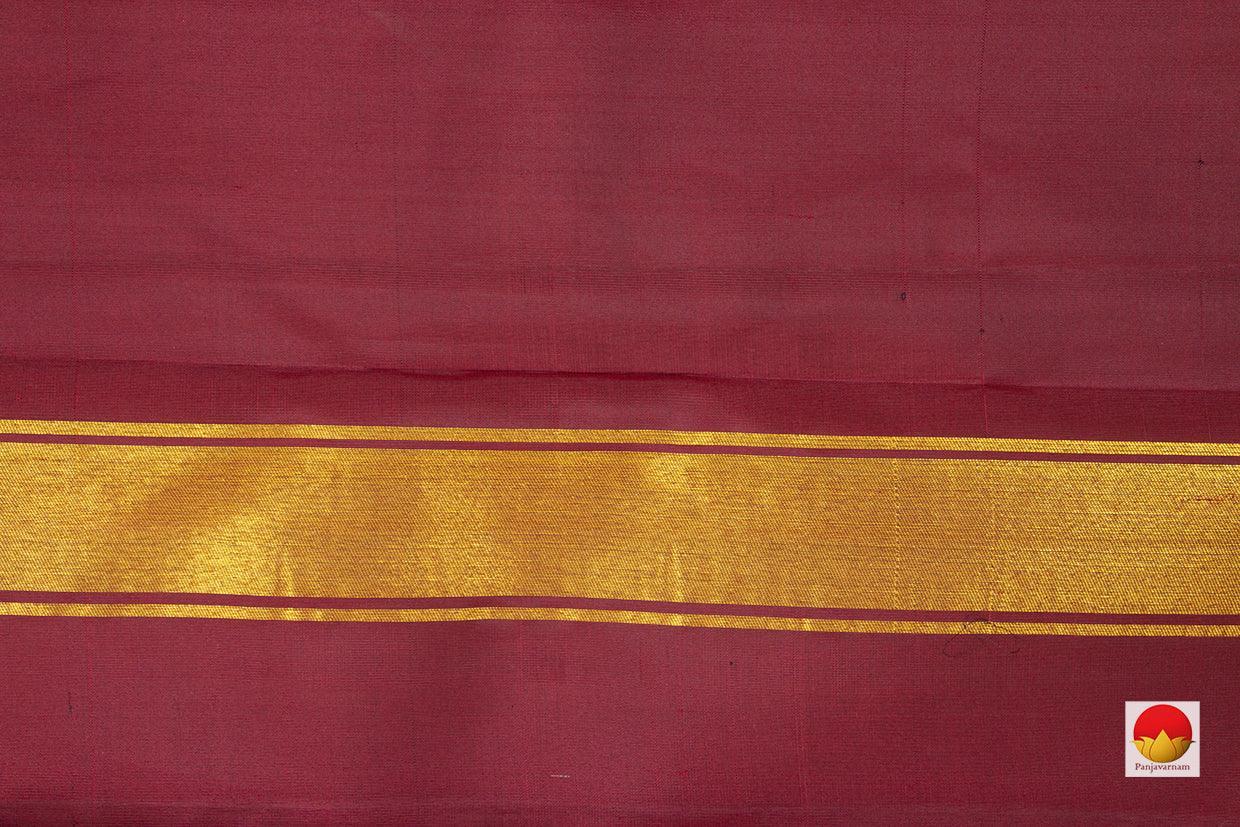 Brown And Maroon Kanchipuram Silk Saree With Rising Border Handwoven Pure Silk For Wedding Wear PV NYC 1000 - Silk Sari - Panjavarnam