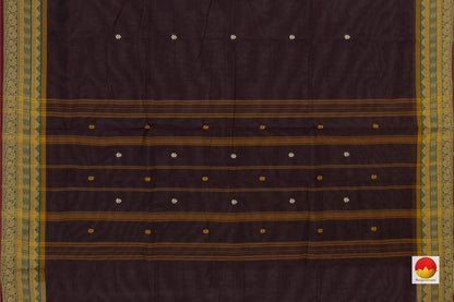 Brown And Mustard Chettinad Cotton Saree For Casual Wear PV SK CC 124 - Cotton Saree - Panjavarnam