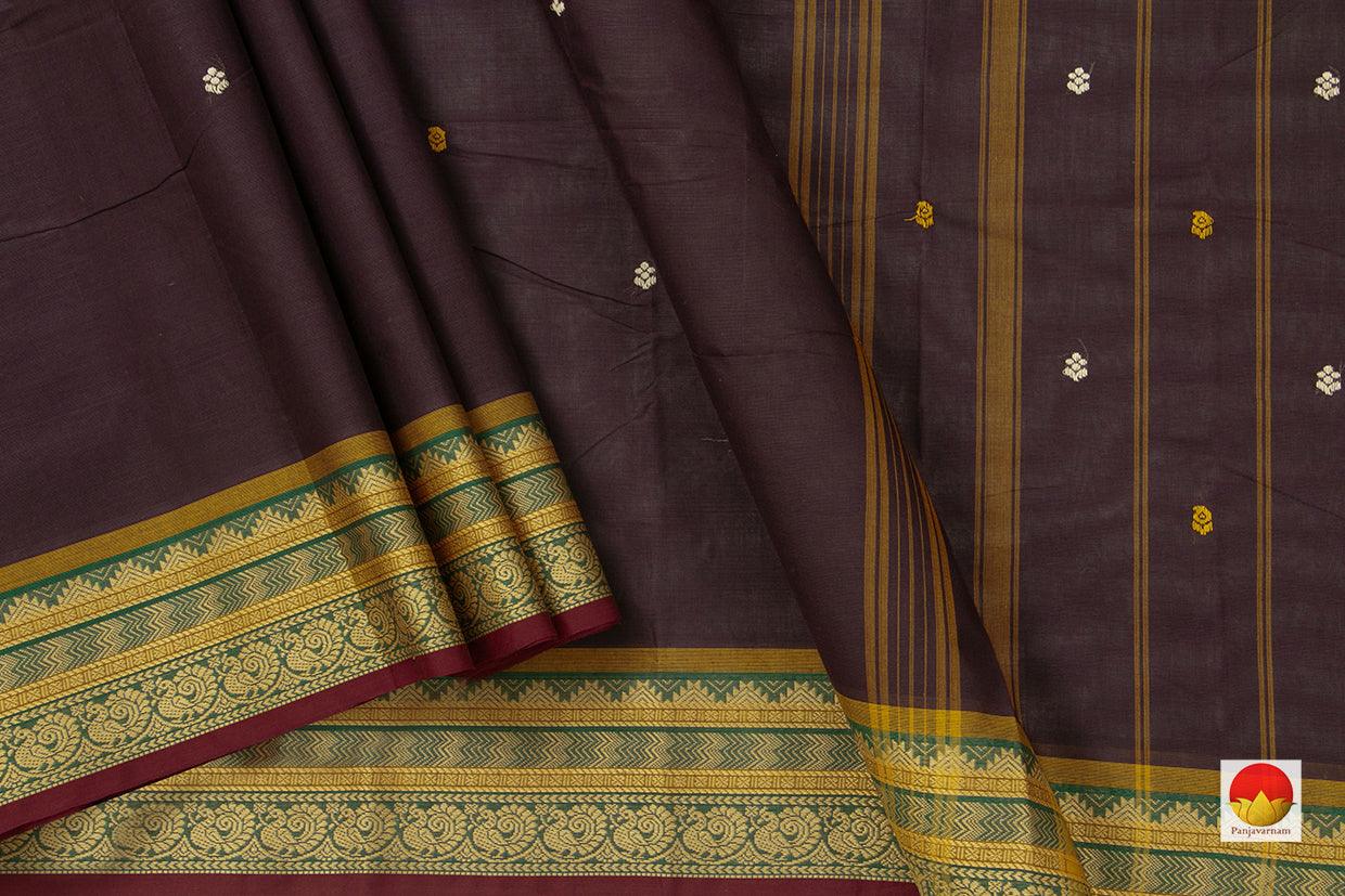 Brown And Mustard Chettinad Cotton Saree For Casual Wear PV SK CC 124 - Cotton Saree - Panjavarnam PV SK CC 124