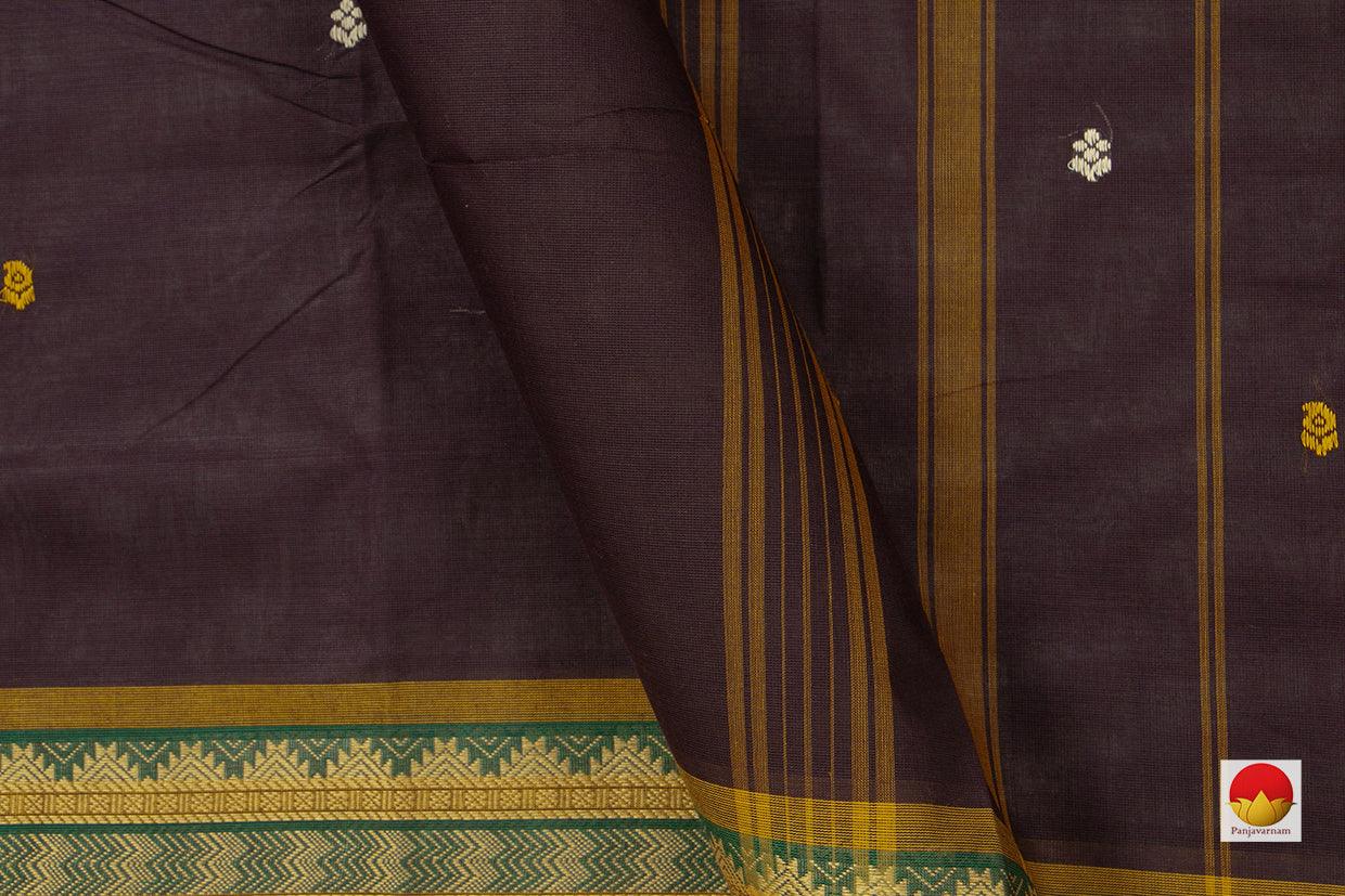 Brown And Mustard Chettinad Cotton Saree For Casual Wear PV SK CC 124 - Cotton Saree - Panjavarnam PV SK CC 124