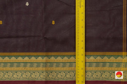 Brown And Mustard Chettinad Cotton Saree For Casual Wear PV SK CC 124 - Cotton Saree - Panjavarnam PV SK CC 124