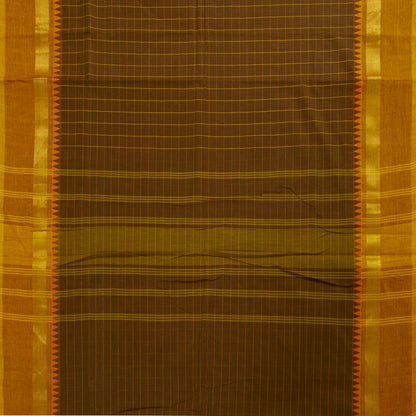Brown And Mustard Kanchi Cotton Saree PV MM KC 146 - Cotton Saree - Panjavarnam PV MM KC 146