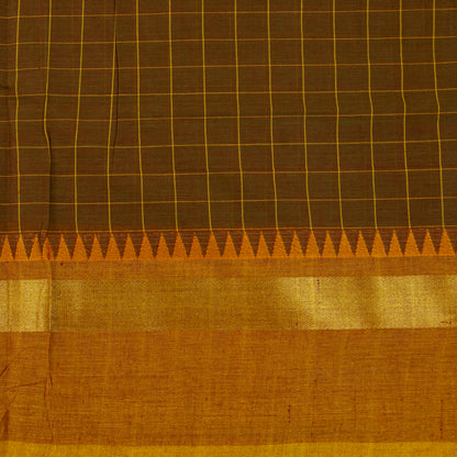 Brown And Mustard Kanchi Cotton Saree PV MM KC 146 - Cotton Saree - Panjavarnam PV MM KC 146
