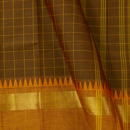 Brown And Mustard Kanchi Cotton Saree PV MM KC 146 - Cotton Saree - Panjavarnam PV MM KC 146