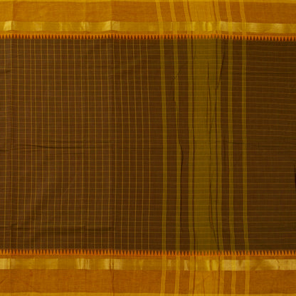 Brown And Mustard Kanchi Cotton Saree PV MM KC 146 - Cotton Saree - Panjavarnam PV MM KC 146