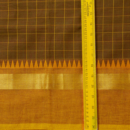 Brown And Mustard Kanchi Cotton Saree PV MM KC 146 - Cotton Saree - Panjavarnam PV MM KC 146