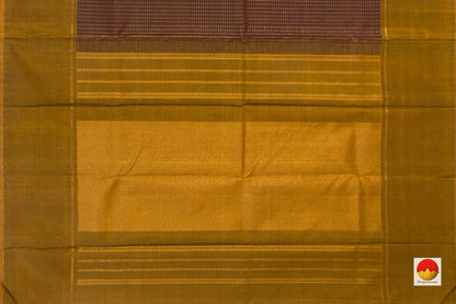 Brown And Mustard Kanchipuram Silk Saree Handwoven Pure Silk Pure Zari For Festive Wear PV NYC 825 - Silk Sari - Panjavarnam