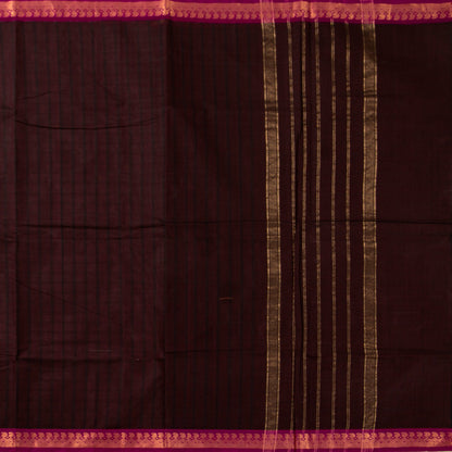 Brown And Pink Kanchi Cotton Saree PV MM KC 138 - Cotton Saree - Panjavarnam PV MM KC 138
