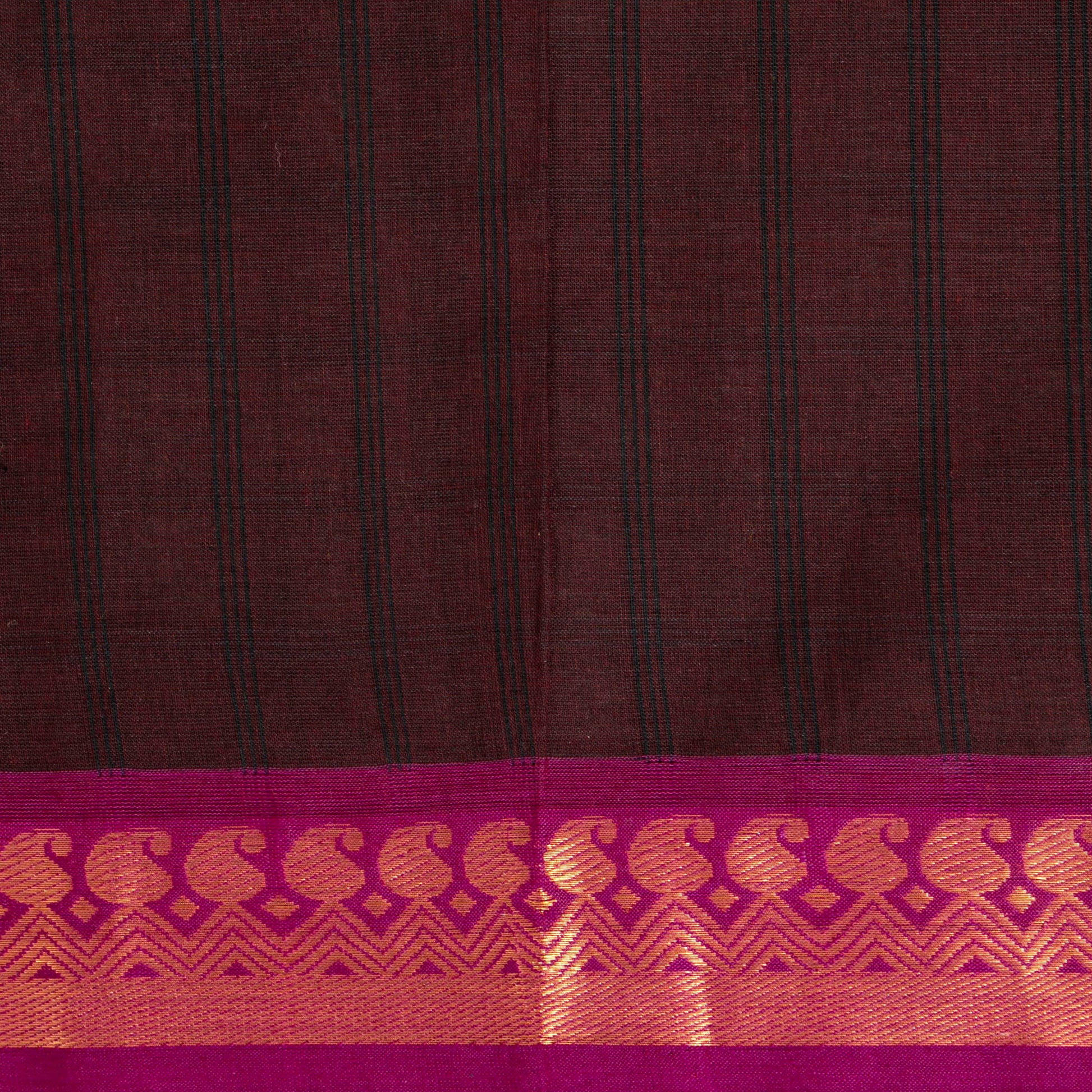 Brown And Pink Kanchi Cotton Saree PV MM KC 138 - Cotton Saree - Panjavarnam PV MM KC 138