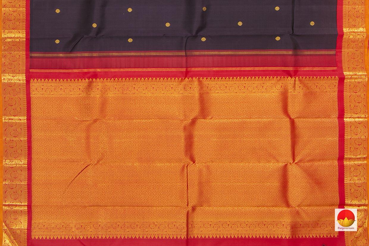 Brown And Red Kanchipuram Silk Saree With Small Border Handwoven Pure Silk For Wedding Wear PV NYC 1040 - Silk Sari - Panjavarnam