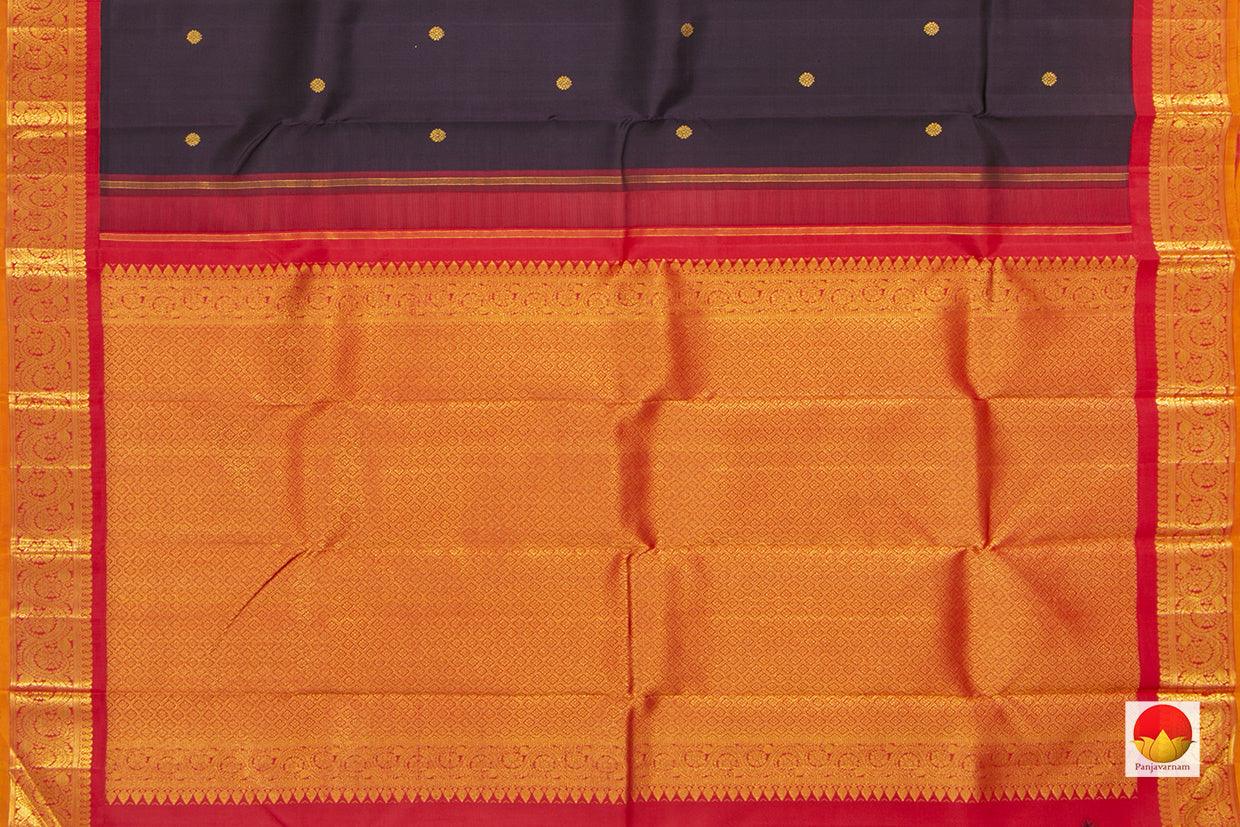 Brown And Red Kanchipuram Silk Saree With Small Border Handwoven Pure Silk For Wedding Wear PV NYC 1040 - Silk Sari - Panjavarnam PV NYC 1040