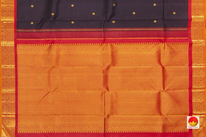 Brown And Red Kanchipuram Silk Saree With Small Border Handwoven Pure Silk For Wedding Wear PV NYC 1040 - Silk Sari - Panjavarnam PV NYC 1040