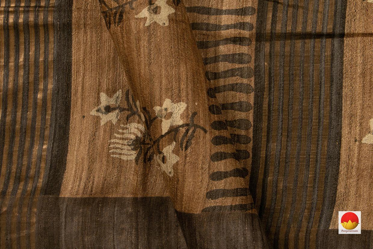 Brown Handwoven Tussar Silk Saree For Office Wear PT 707 - Tussar Silk - Panjavarnam PT 707