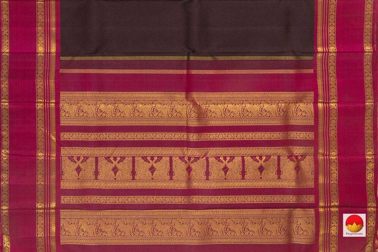 Brown Kanchipuram Silk Saree Handwoven Pure Silk Pure Zari For Wedding Wear PV NYC 864 - Silk Sari - Panjavarnam