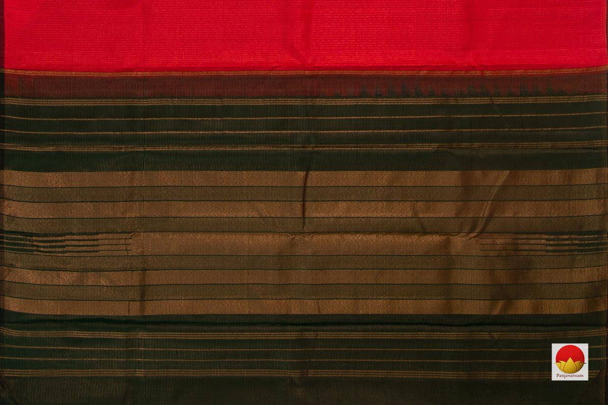 Chilli Red Kanchipuram Silk Saree With Fine Gold Checks Handwoven Pure Silk Pure Zari For Wedding Wear PV NYC 699 - Silk Sari - Panjavarnam