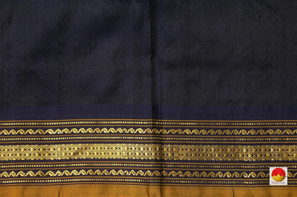 Dark Green Kanchipuram Silk Saree With Blue Border Handwoven Pure Silk Pure Zari For Office Wear PV ABI 1205 - Silk Sari - Panjavarnam