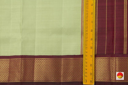 Elachi Green 9 Yards Kanchipuram Silk Saree Handwoven Pure Silk Pure Zari For Wedding Wear PV NYC 760 - 9 yards silk saree - Panjavarnam PV NYC 760