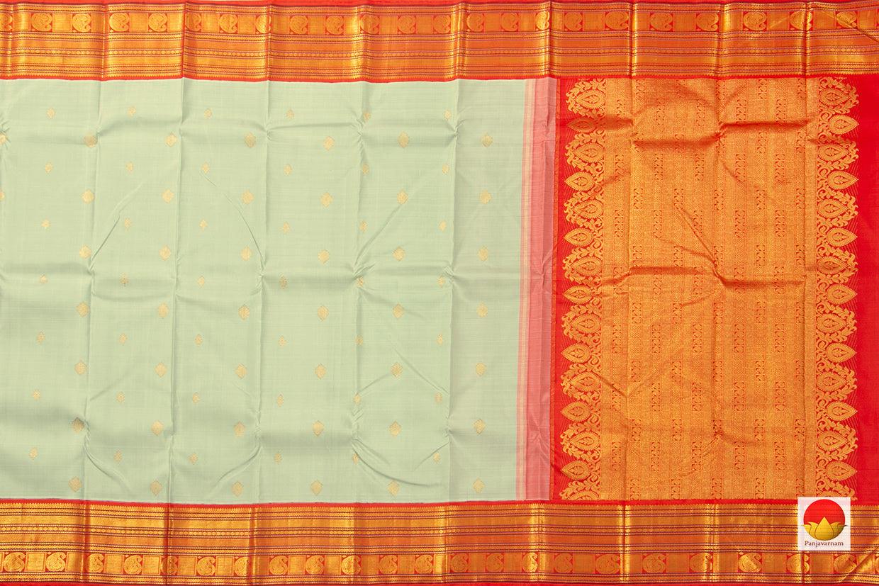 Elachi Green And Red Kanchipuram Silk Saree With Medium Border Handwoven Pure Silk For Festive Wear PV J 226 - Silk Sari - Panjavarnam