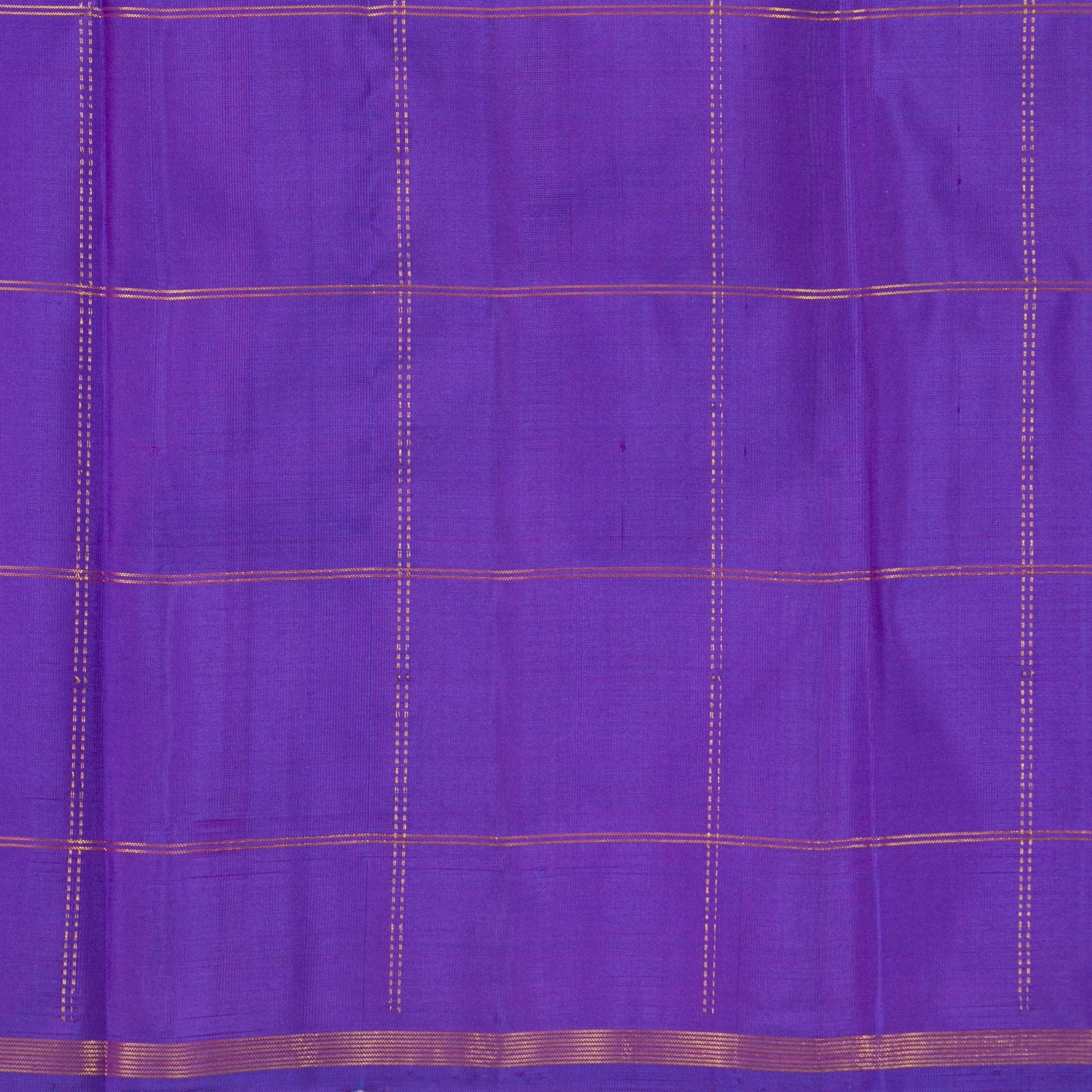 Elachi Green And Violet Kanchipuram Borderless Silk Saree Handwoven Pure Silk Pure Zari For Festive Wear PV NYC 1408 - Silk Sari - Panjavarnam PV NYC 1408