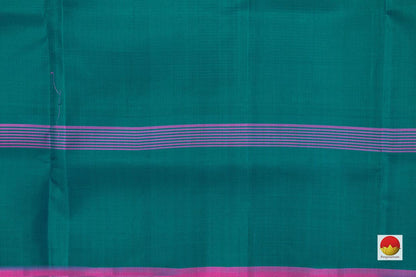 Elachi Green Kanchipuram Silk Saree Handwoven Pure Silk Checks Temple Border No Zari PV KNN 197 - Silk Sari - Panjavarnam