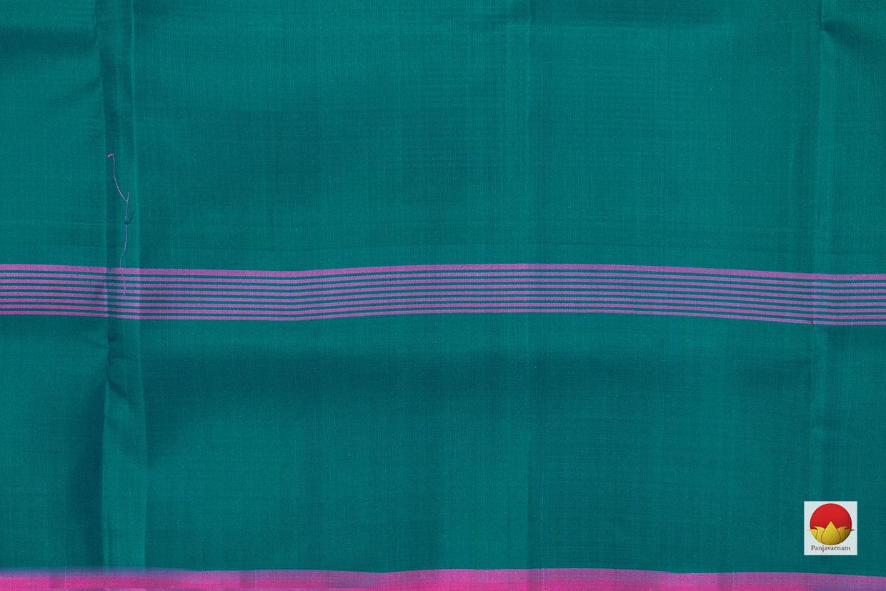 Elachi Green Kanchipuram Silk Saree Handwoven Pure Silk Checks Temple Border No Zari PV KNN 197 - Silk Sari - Panjavarnam PV KNN 197