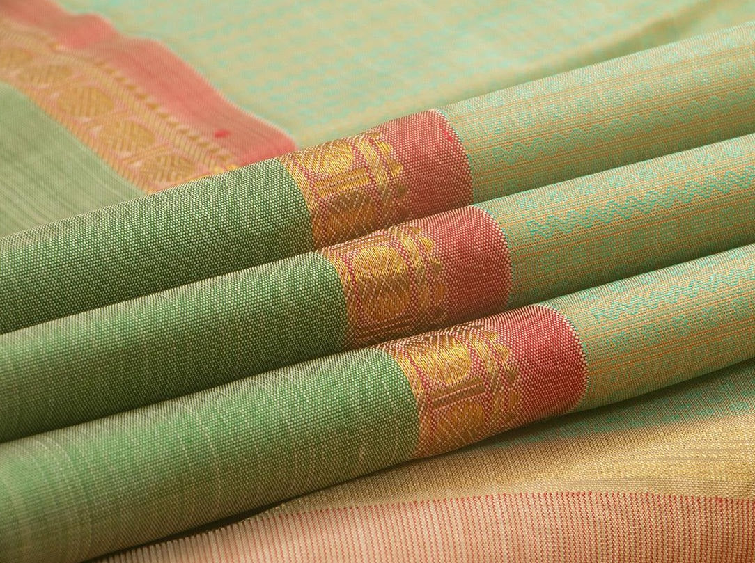 Elachi Green Kanchipuram Silk Saree Handwoven Pure Silk Pure Zari For Wedding Wear PV NYC 838 - Silk Sari - Panjavarnam