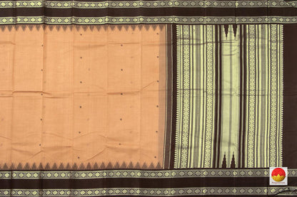 Gheva And Brown Kanchi Silkcotton Saree With Temple Korvai Border For Office Wear PV KSC 1236 - Silk Cotton - Panjavarnam PV KSC 1236