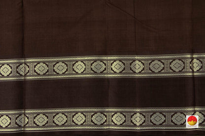 Gheva And Brown Kanchi Silkcotton Saree With Temple Korvai Border For Office Wear PV KSC 1236 - Silk Cotton - Panjavarnam PV KSC 1236