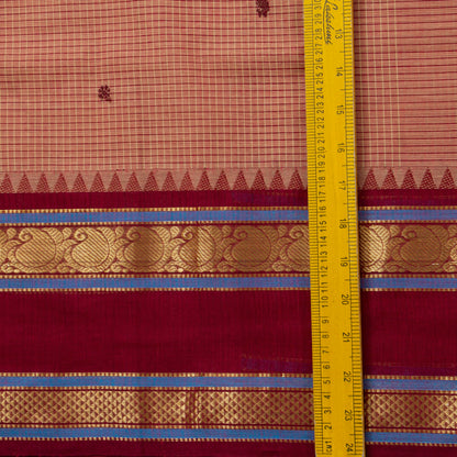 Gheva And Maroon Kanchi Cotton Saree PV MM KC 297 - Cotton Saree - Panjavarnam PV MM KC 297