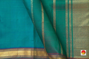 Green And Blue Double Shade Kanchipuram Silk Saree Light Weight Handwoven Pure Silk Pure Zari For Office Wear PV ABI 1206 - Silk Sari - Panjavarnam PV ABI 1206