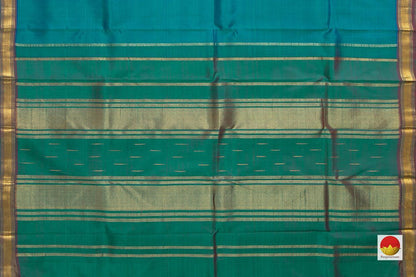 Green And Blue Double Shade Kanchipuram Silk Saree Light Weight Handwoven Pure Silk Pure Zari For Office Wear PV ABI 1206 - Silk Sari - Panjavarnam PV ABI 1206